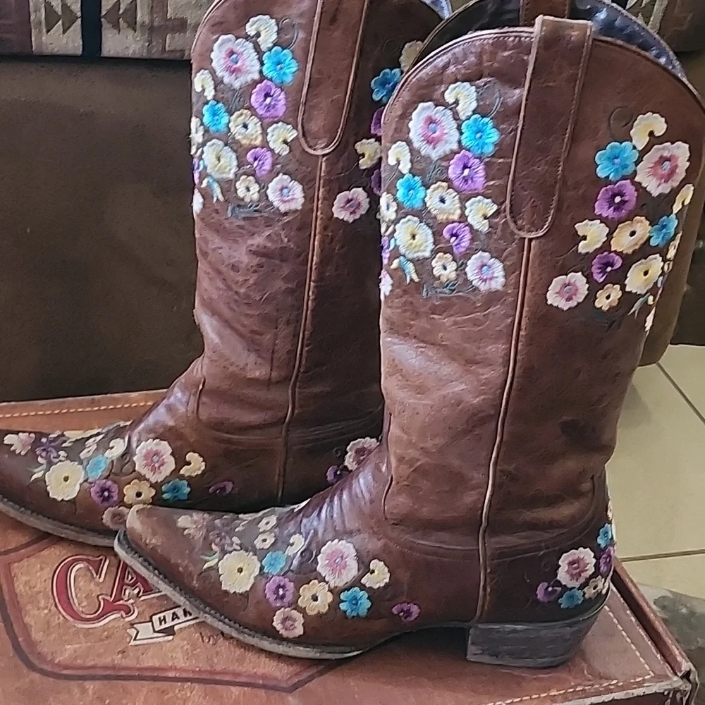 Lane Spring Flower Western Boots Size 9.5M - Picture 3 of 12